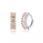 2PCS Stainless Steel Circle Hoop Earrings Colourful Zircon Crystal