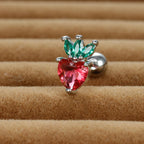 12 Styles Crystal Zircon Mini Fruit Stud Earrings Stainless Steel