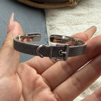 100% Solid 925 Sterling Silver Metal Bracelet for Women Men Vintage Black Stone Letters Handmade Simple Birthday Gift