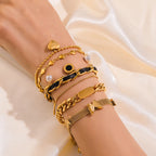 Gold Colour Multilayer Stainless Steel Charm Bracelet Men Women Bangle