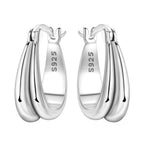 925 Sterling Silver Retro Grass Pattern Versatile Hoop Earrings Birthday Gift
