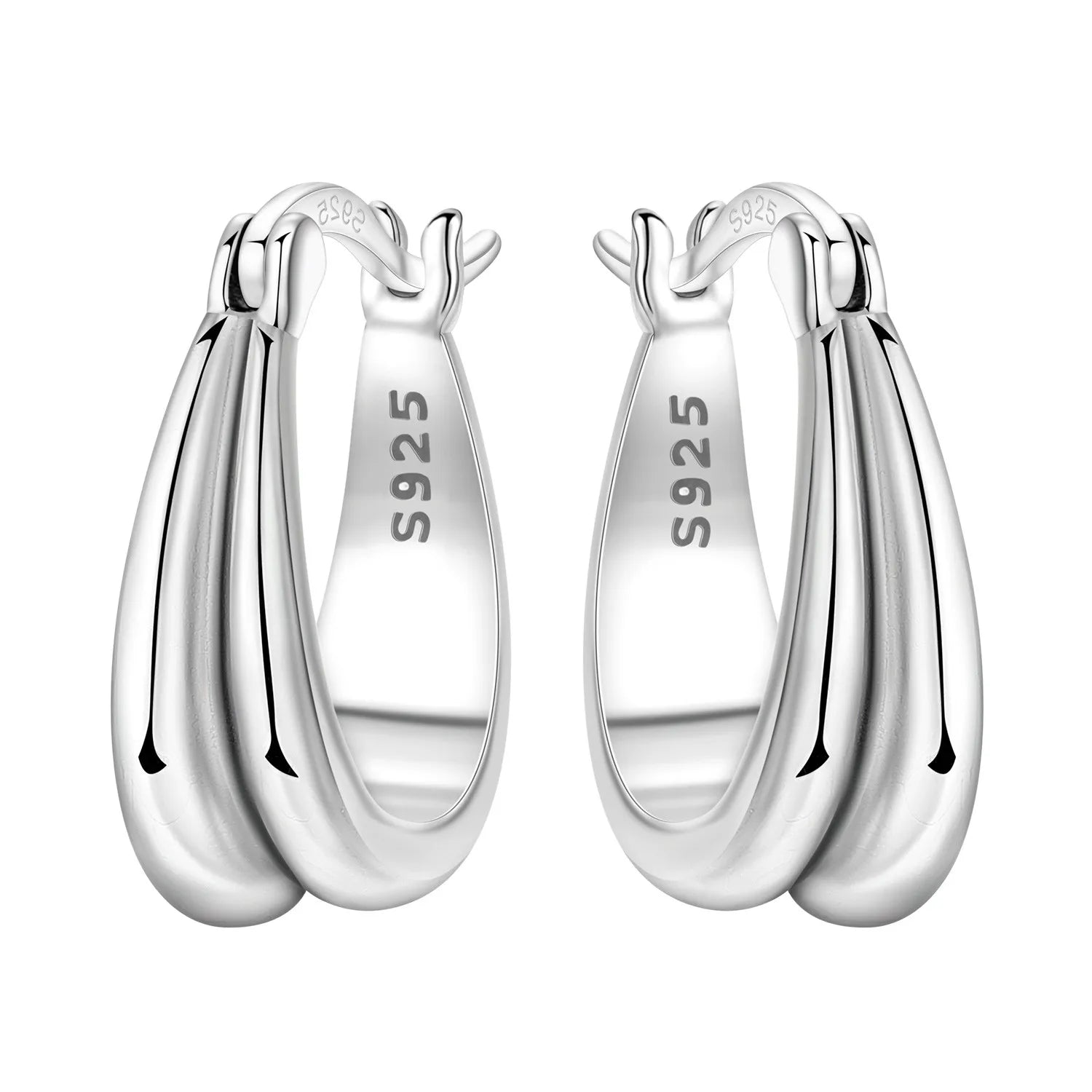 925 Sterling Silver Minimalist Staggered Circular Hoop Earrings Birthday Gift