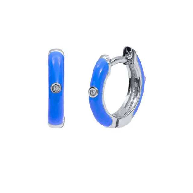 New Stainless Steel Round Hoop Earrings Colourful Crystal Zirconia
