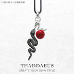 Snake and Red Apple Necklace 925 Sterling Silver Romantic Fine Jewellery