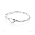 Original 925 Sterling Silver Bracelets Bangles Love Heart Clip Charms Beads Snake Chains For Women Rose Gold DIY Luxury Jewelry