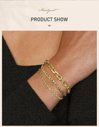 Stainless Steel Chain Bracelet for Women Men Layered Jewelry