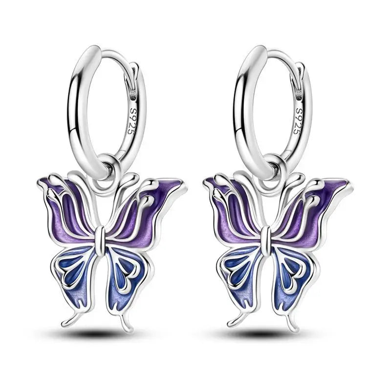925 Sterling Silver Gradient Dragonfly Insect Drop Earrings Anniversary Gift