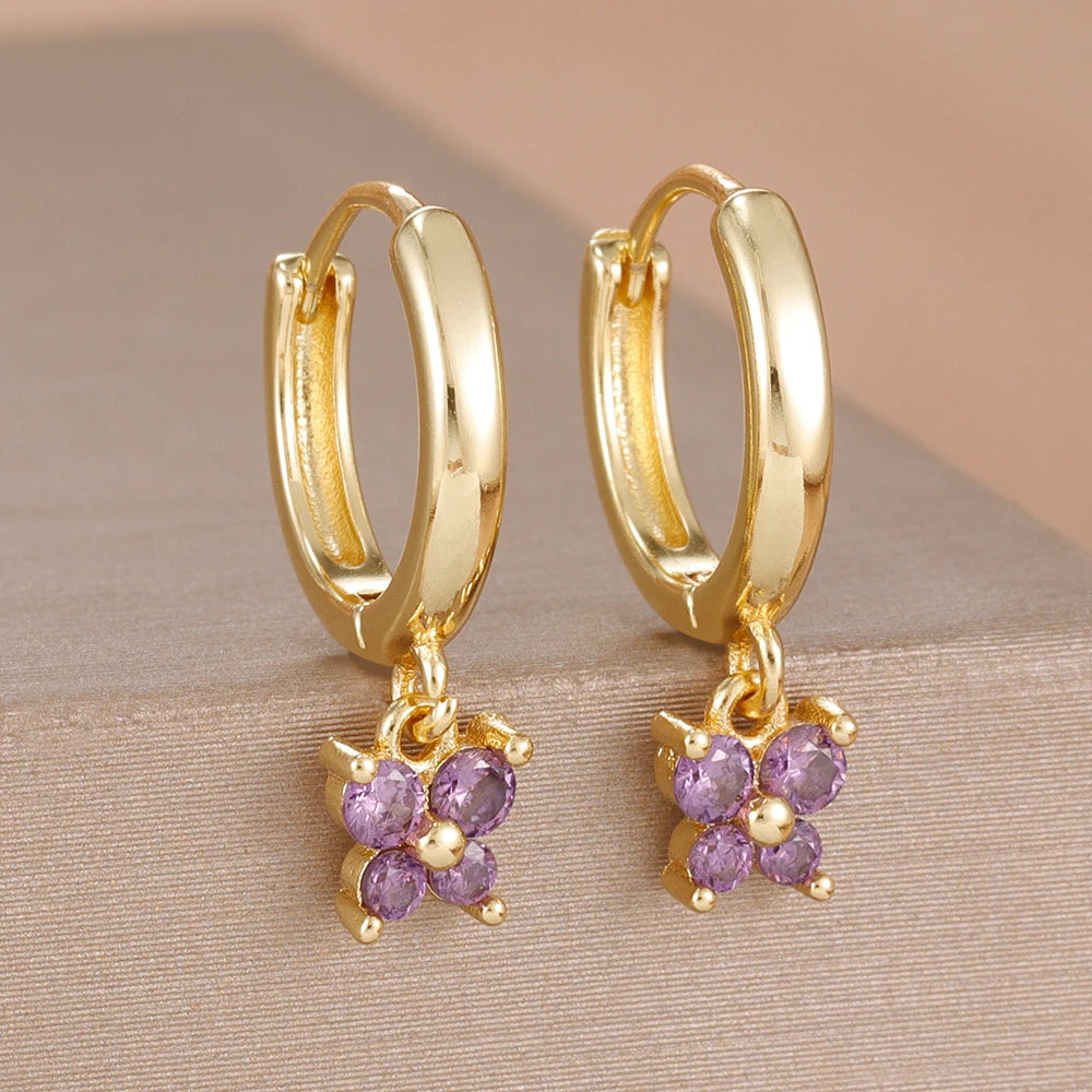 1 Pair Fashion Stainless Steel Zircon Butterfly Pendant Earrings Helix