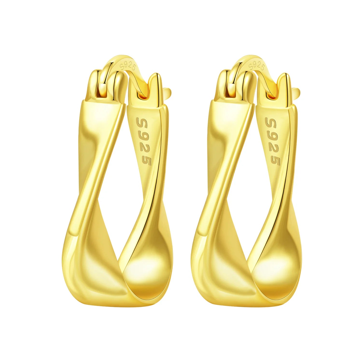 925 Sterling Silver Gold Temperament Versatile Hoop Earrings Birthday Gift