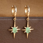 2PCS Simple Stainless Steel Star Hoop Earrings Gold Colour Zirconia