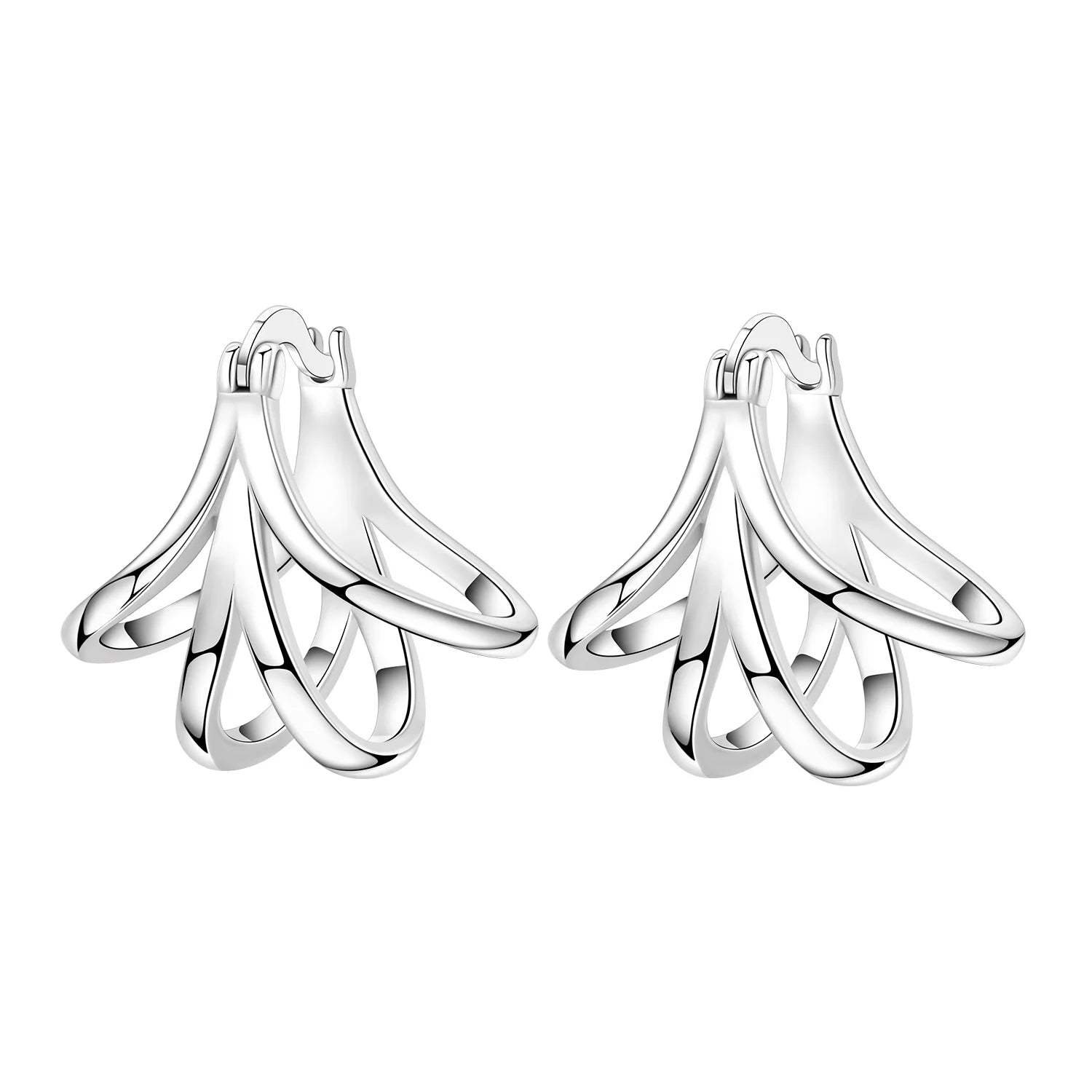 925 Sterling Silver Minimalist Staggered Circular Hoop Earrings Birthday Gift