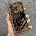 Retro Forest Brown Wood Case for iPhone 17 16 15 14 13 12 11 Pro Max Plus