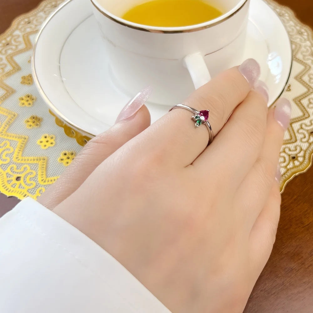 Strawberry Love Ring 925 Sterling Silver Cute Fancy Jewellery Gift for Girls