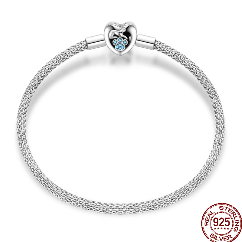 925 Silver 17-20CM Heart Pave Zirconia Original Bracelets Infinity Bracelet Fit DIY Charms Bead Birthday Jewelry Gifts Hot Sale