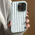 White Striped Blue Texture Case for iPhone 17 16 15 14 13 12 11 Pro Max Plus