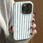 White Striped Blue Texture Case for iPhone 17 16 15 14 13 12 11 Pro Max Plus