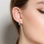 925 Sterling Silver Simple Love Heart Zircon Circle Hoop Earrings Jewellery