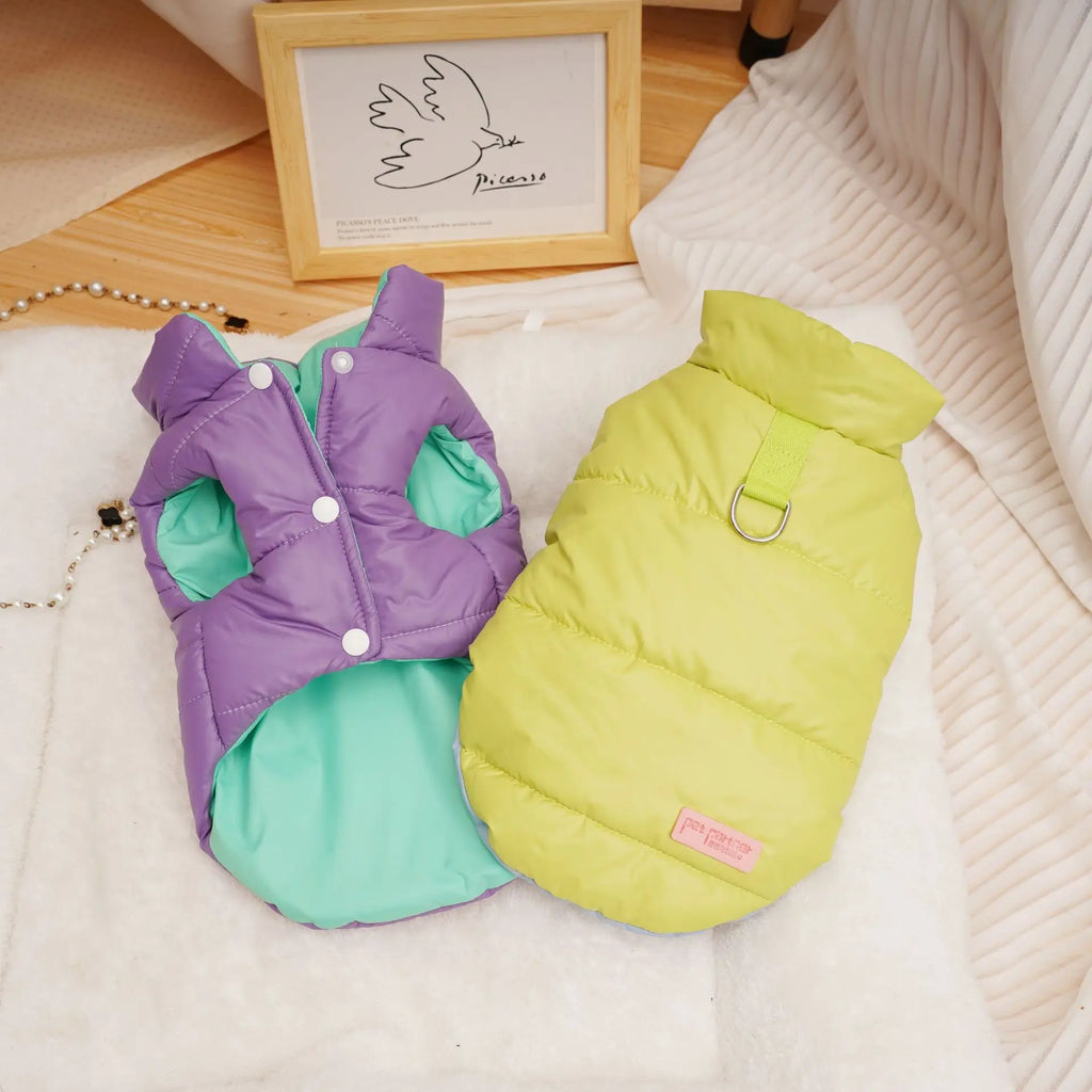 Reversible Warm Vest Jacket Dogs Cats Adjustable Outdoor Pet Wear