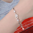 Crystal Star Charm Bracelet 925 Sterling Silver Elegant Wedding Jewellery