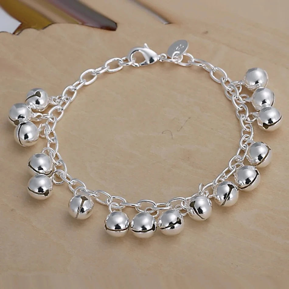 Fashion Charm Chain Bracelet 925 Sterling Silver Women Lady Wedding Jewellery