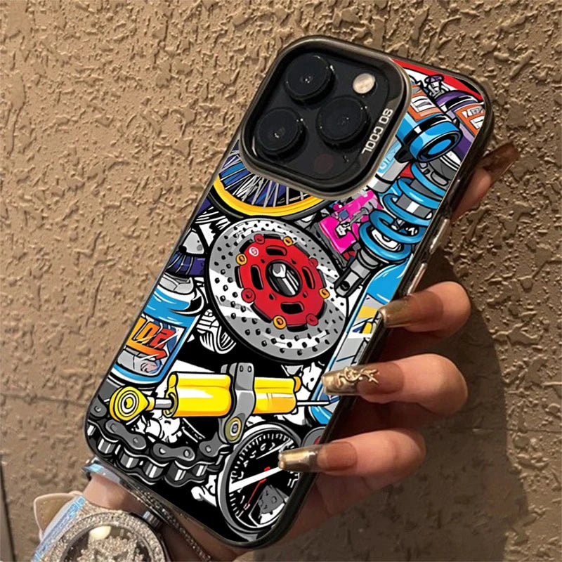 Mechanical Gear Silver IMD Case for Samsung S25 S24 Ultra A16 A56