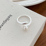 925 Sterling Silver Simple Overlapping Pearl Ring Wedding Vintage Luxury Jewellery