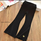 Girls Flare Leggings 2025 Casual Elastic Pants Heart Embroidery Slim Fit