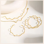 Waterproof Wave Bracelet for Women , Adjustable Stainless Steel  Chain Gold Plated, Beach Ocean Hypoallergenic Jewelry Gift