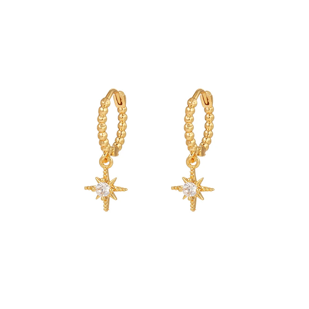 New Trend Cubic Zirconia Long Tassel Drop Earrings Star Moon Chain