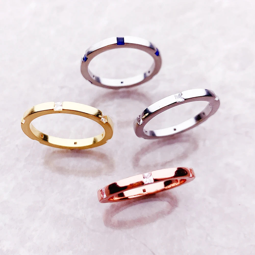 925 Sterling Silver Ring with Stones Trendy Fine Jewellery Women Christmas Gift
