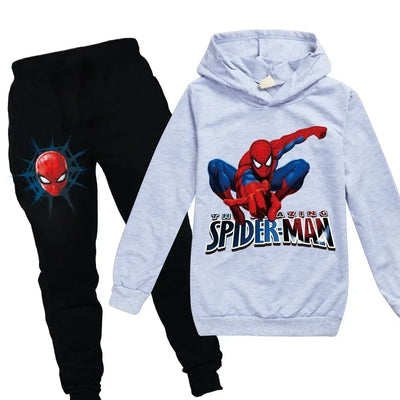 Kids Spiderman Print Hoodie & Pants Suit Boys Girls Casual Clothing Set