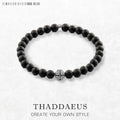 Matte Black Obsidian Karma Bracelet Cross Bead 925 Sterling Silver Fashion