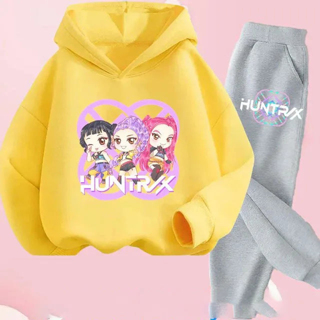 Toddler Girls Kpop Demon Hunters Fashion Hoodie & Sweatshirt Set Kids Suit