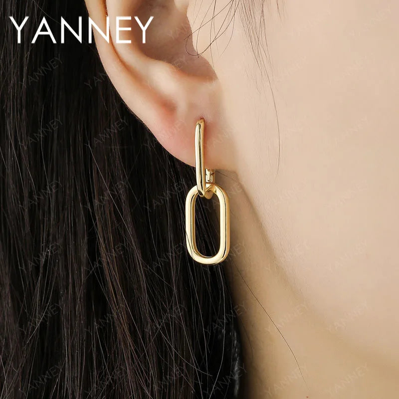 925 Sterling Silver 18K Gold Double Hoop Earrings Men Women Christmas Gift