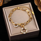 Gold Colour Multilayer Stainless Steel Charm Bracelet Men Women Bangle