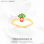 Golden Pineapple Ring 925 Sterling Silver Sweet Fashion Jewellery Women Gift