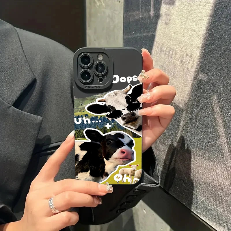 Korean Cute Sunglasses Cow Case for Redmi Note 13 12 11 Pro Plus