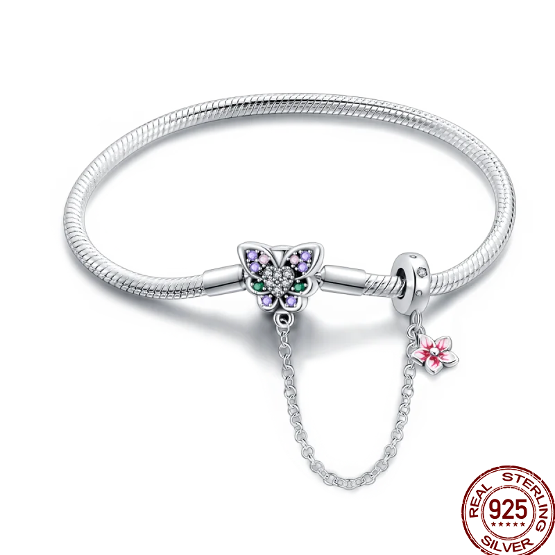 925 Silver 17-20CM Heart Pave Zirconia Original Bracelets Infinity Bracelet Fit DIY Charms Bead Birthday Jewelry Gifts Hot Sale