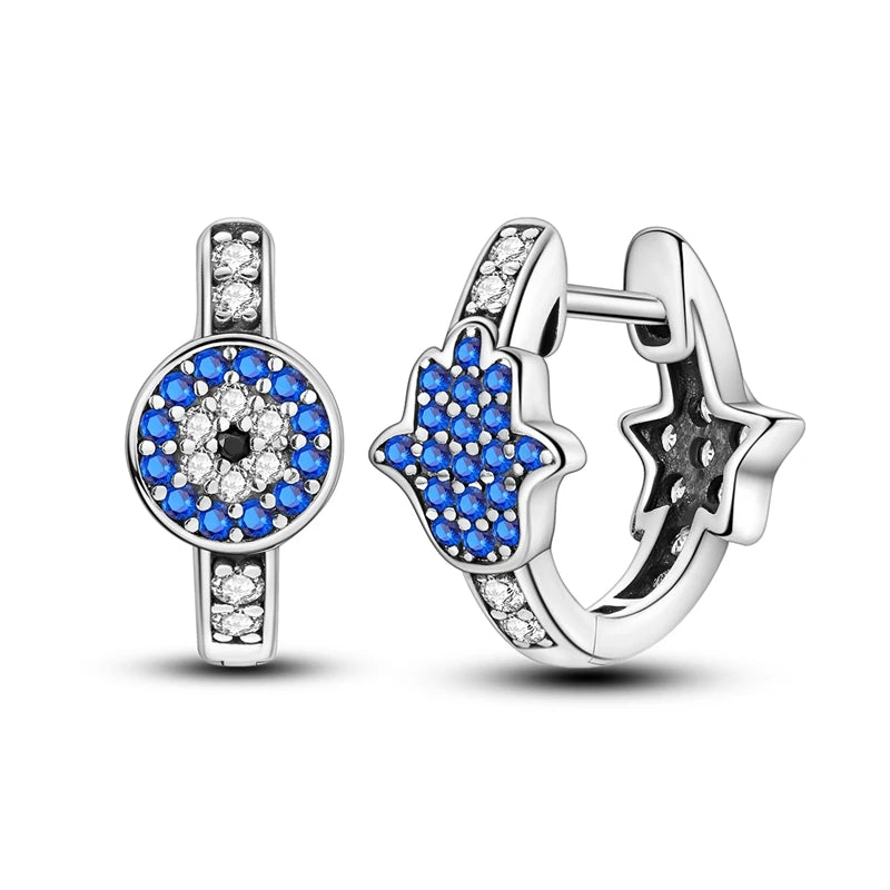 925 Sterling Silver Star Moon Sun Tassel Versatile Hoop Earrings Fine Gift
