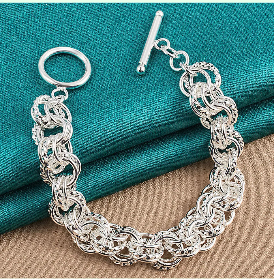 Pretty Circle Fashion Bracelet 925 Sterling Silver Wedding Party Jewellery
