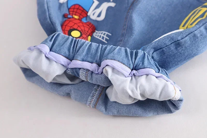 Summer Boys Spiderman Short Sleeve T-Shirt & Jeans Set Kids Fashion Clothing