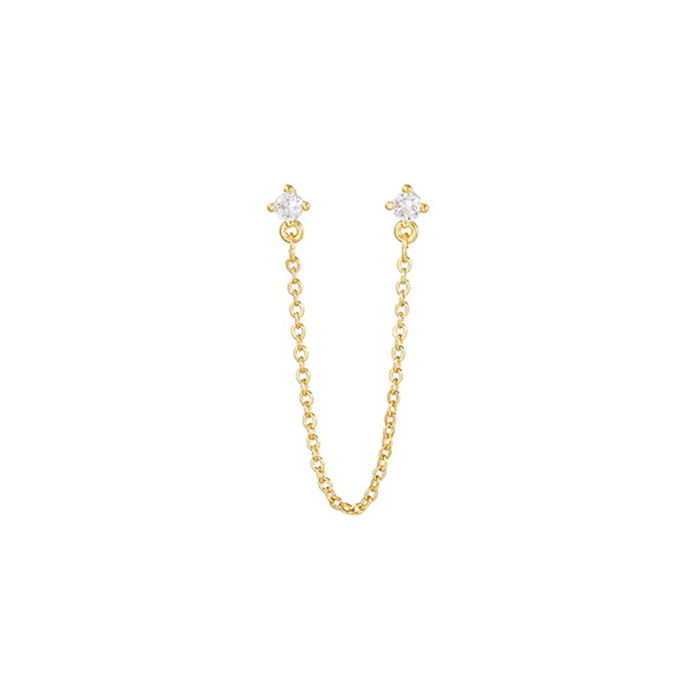 Stainless Steel Link Chain Gold Colour Hanging Earrings Long Tassels