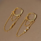 Fashion Stainless Steel Zircon Chain Hoop Earrings Helix Tragus