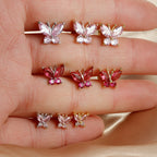 1PC Stainless Steel Tragus Helix Butterfly Piercing Earrings Pink