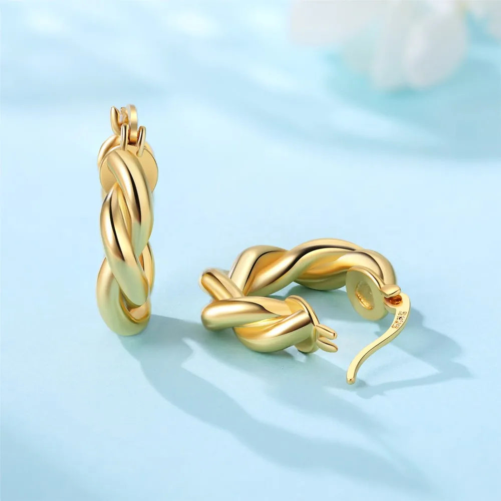 925 Sterling Silver Gold Temperament Versatile Hoop Earrings Birthday Gift
