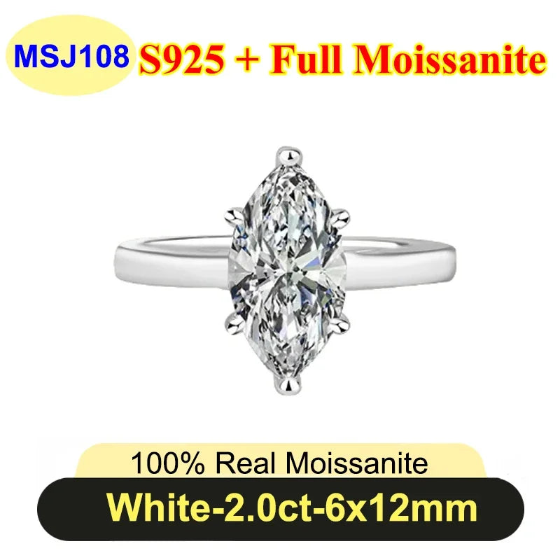 PureNew 1ct-4ct Radiant Cut Full Moissanite Diamond Rings For Women Original 925 Silver Luxury Oval Cut Lady's Diamond Ring 2025