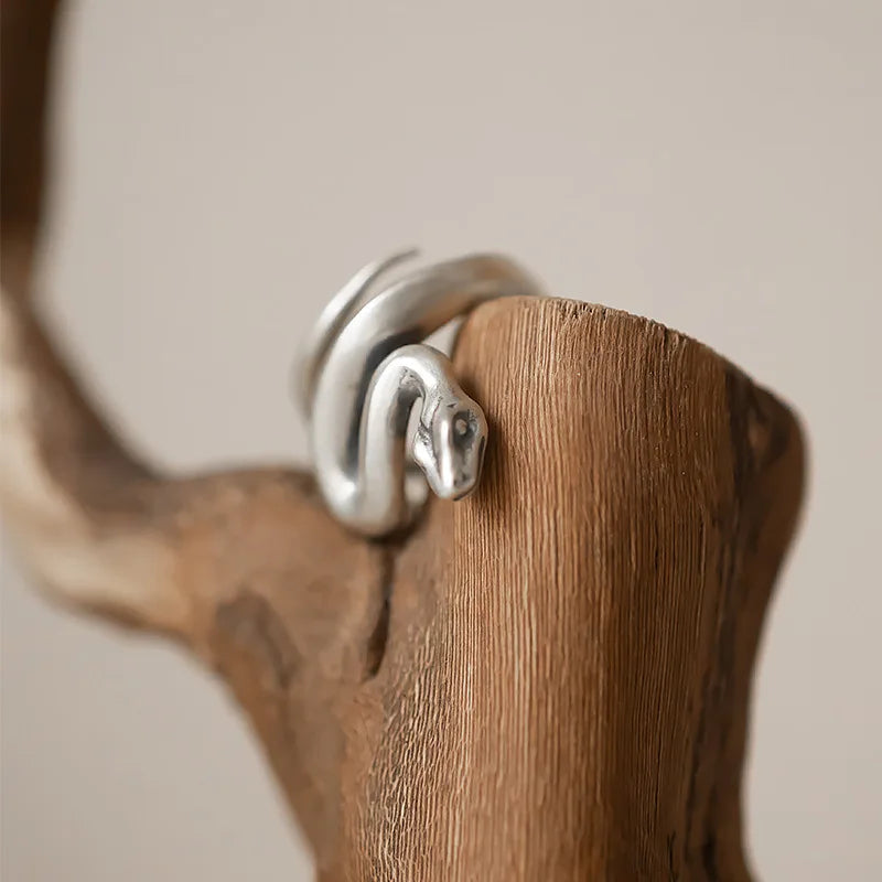925 Sterling Silver Snake Frosted Adjustable Ring Engagement Jewellery Accessory Wholesale