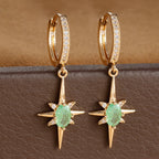 Luxury Crystal Zirconia Star Hoop Earrings Gold Plated Geometric