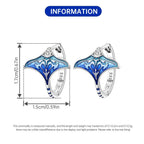 925 Sterling Silver Blue Devil Fish Hoop Earrings Anniversary Jewellery Gift