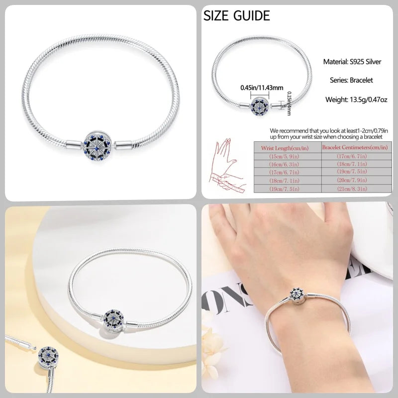 925 Silver 17-20CM Heart Pave Zirconia Original Bracelets Infinity Bracelet Fit DIY Charms Bead Birthday Jewelry Gifts Hot Sale